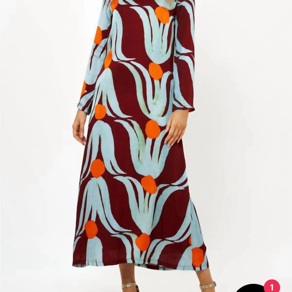 Oliphant long sleeve shift dress tulip orange - Picture 2 of 3